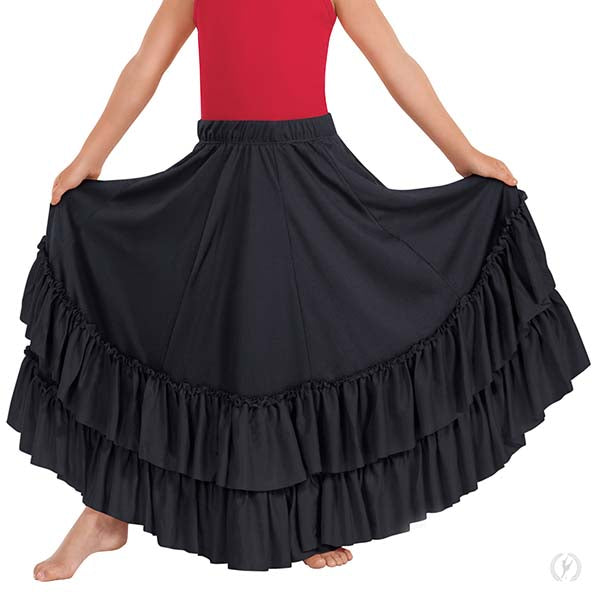 SOLID SKIRT W/ SOLID DOUBLE RUFFLE - Niña