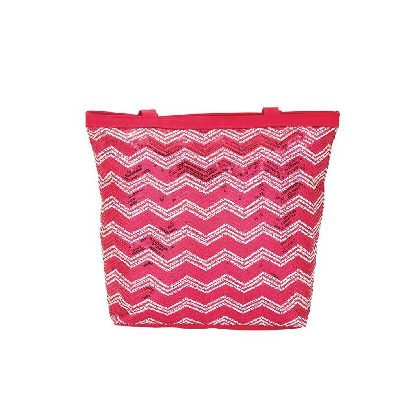 Tote Chevron Sequins pink