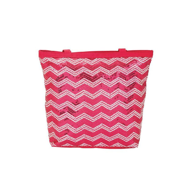 Tote Chevron Sequins pink