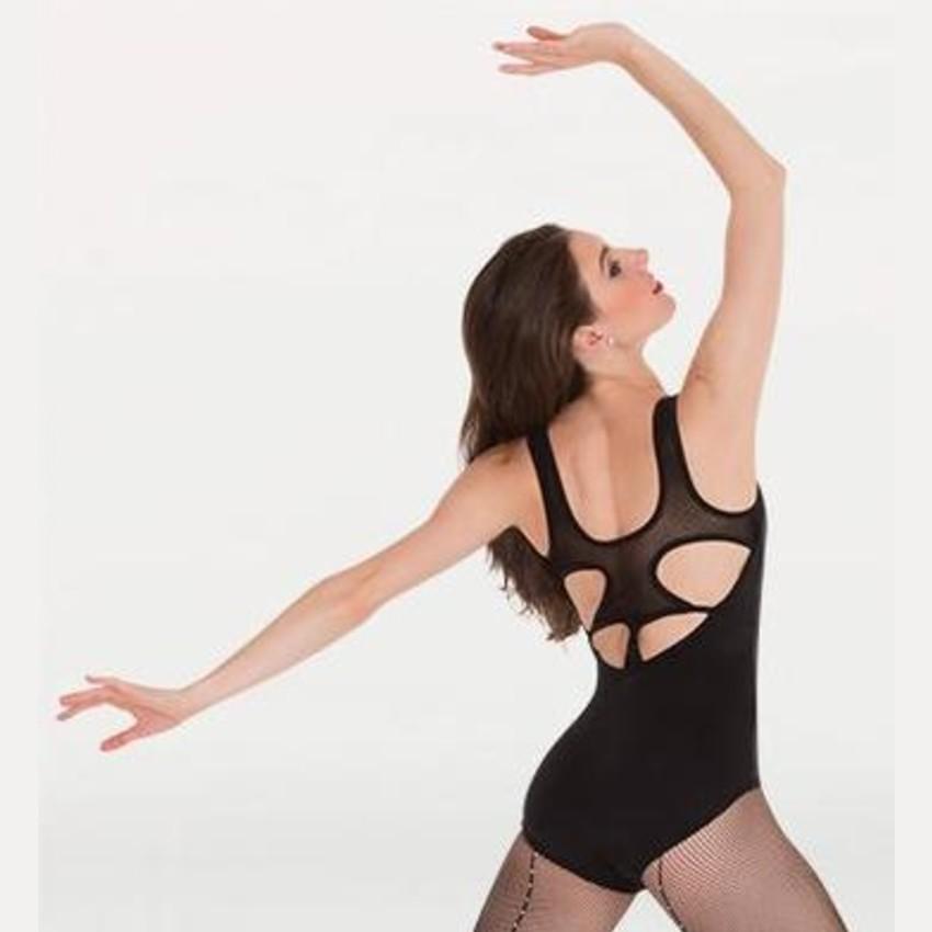 Pointelle Mesh Cut-Out Back Leotard