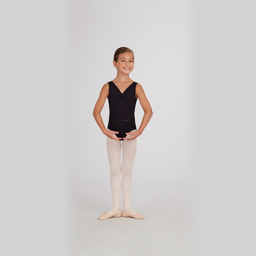 Neck Pinch Front Leotard w/Belt - Niña